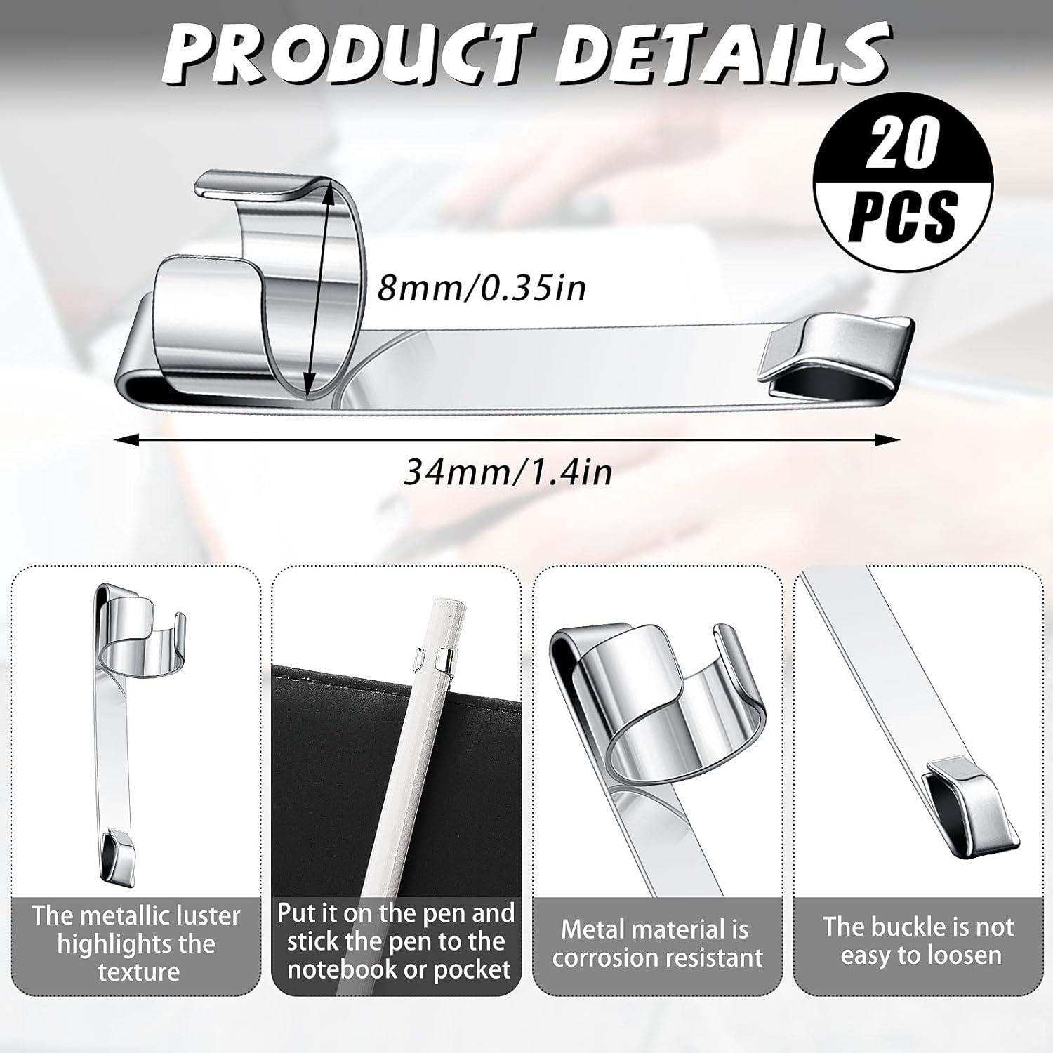 Clips de Metal Zonon para Lápiz y Bolígrafo - 20 Piezas