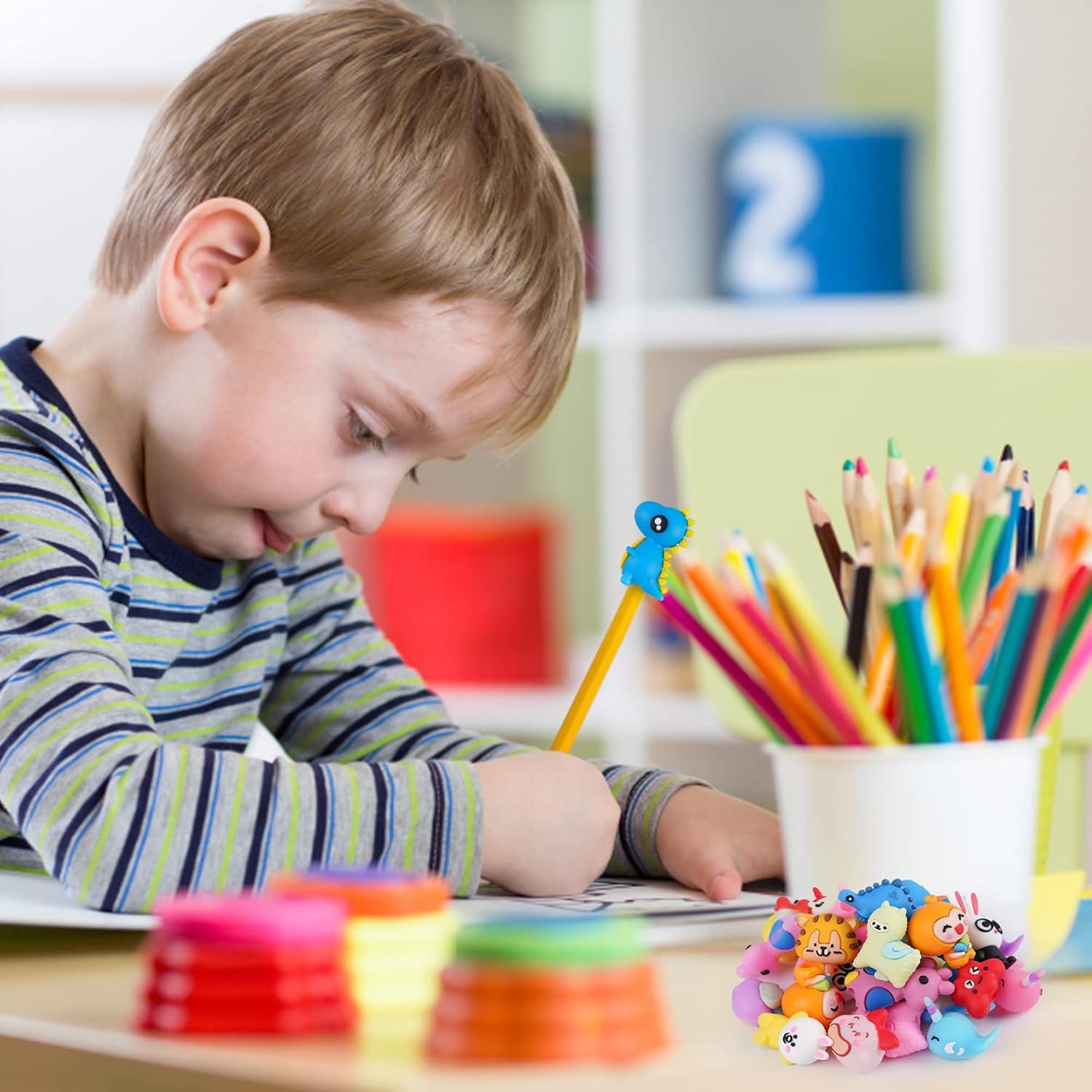 100 Adornos de Lápiz de Silicona Kolewo4ever - Dinosaurios y Unicornio