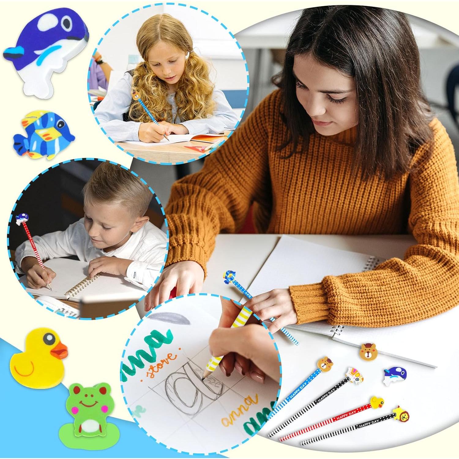 Paquete de 50 lápices de colores Etmact con borradores