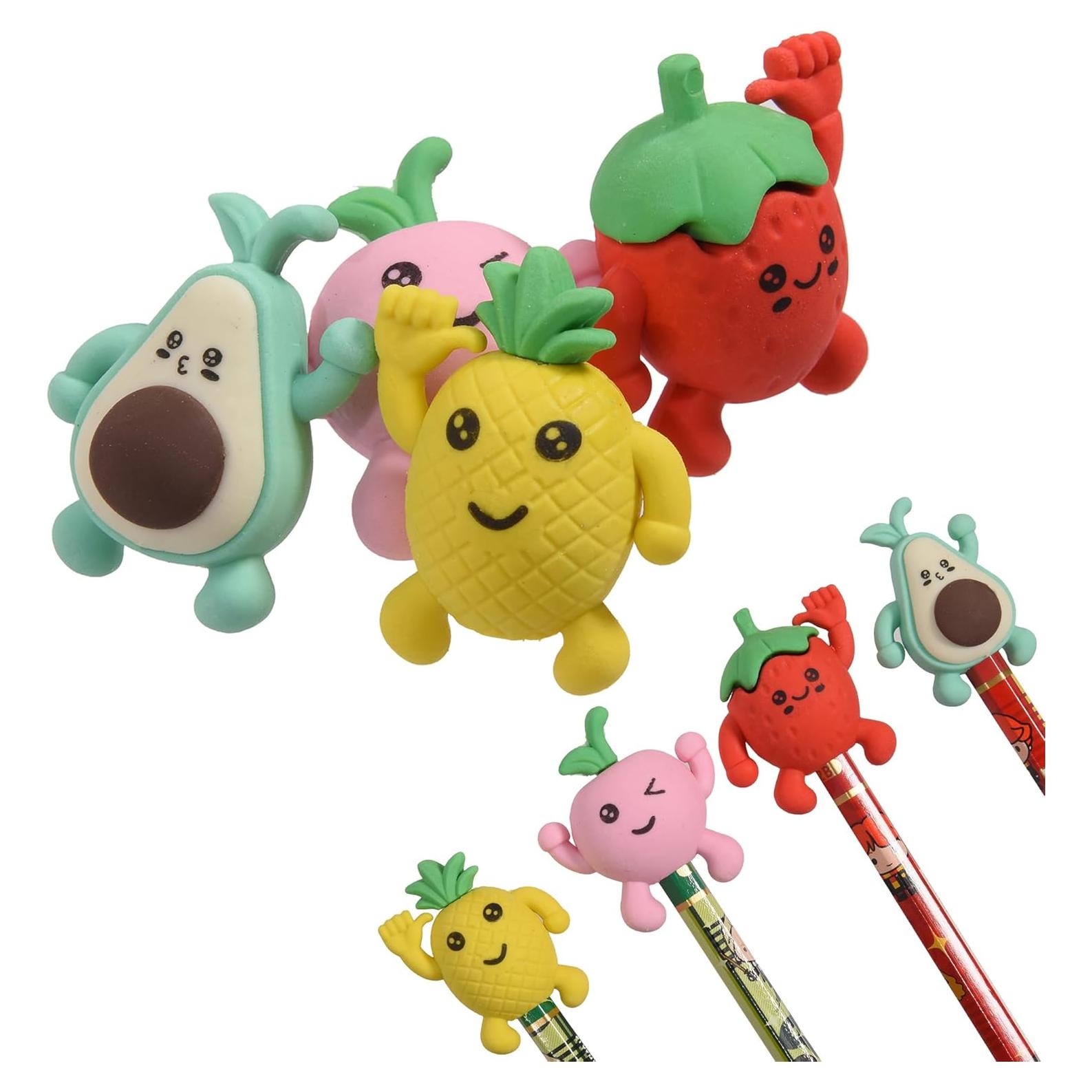 Borradores de Lápiz 3D Frutas HILAZA - 16 Piezas Coloridas