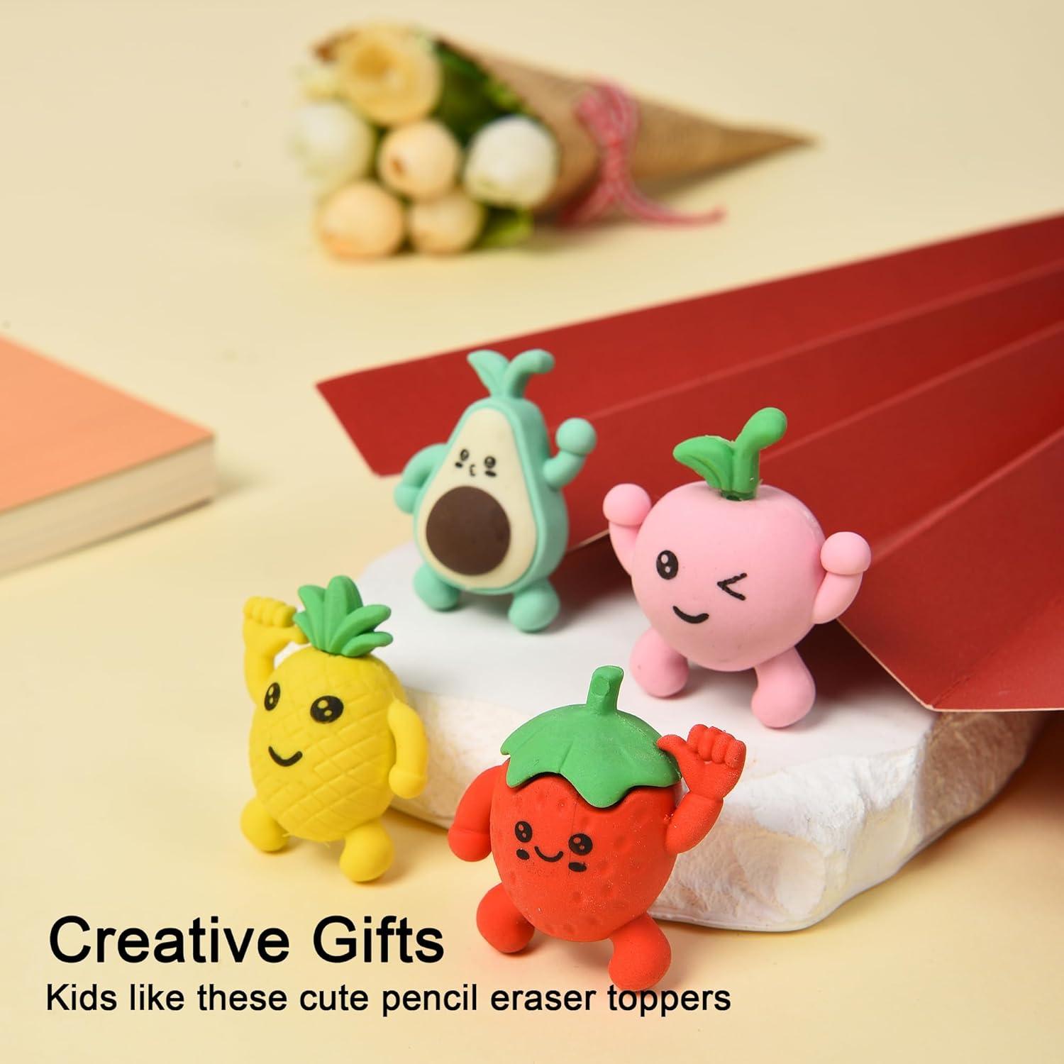 Borradores de Lápiz 3D Frutas HILAZA - 16 Piezas Coloridas