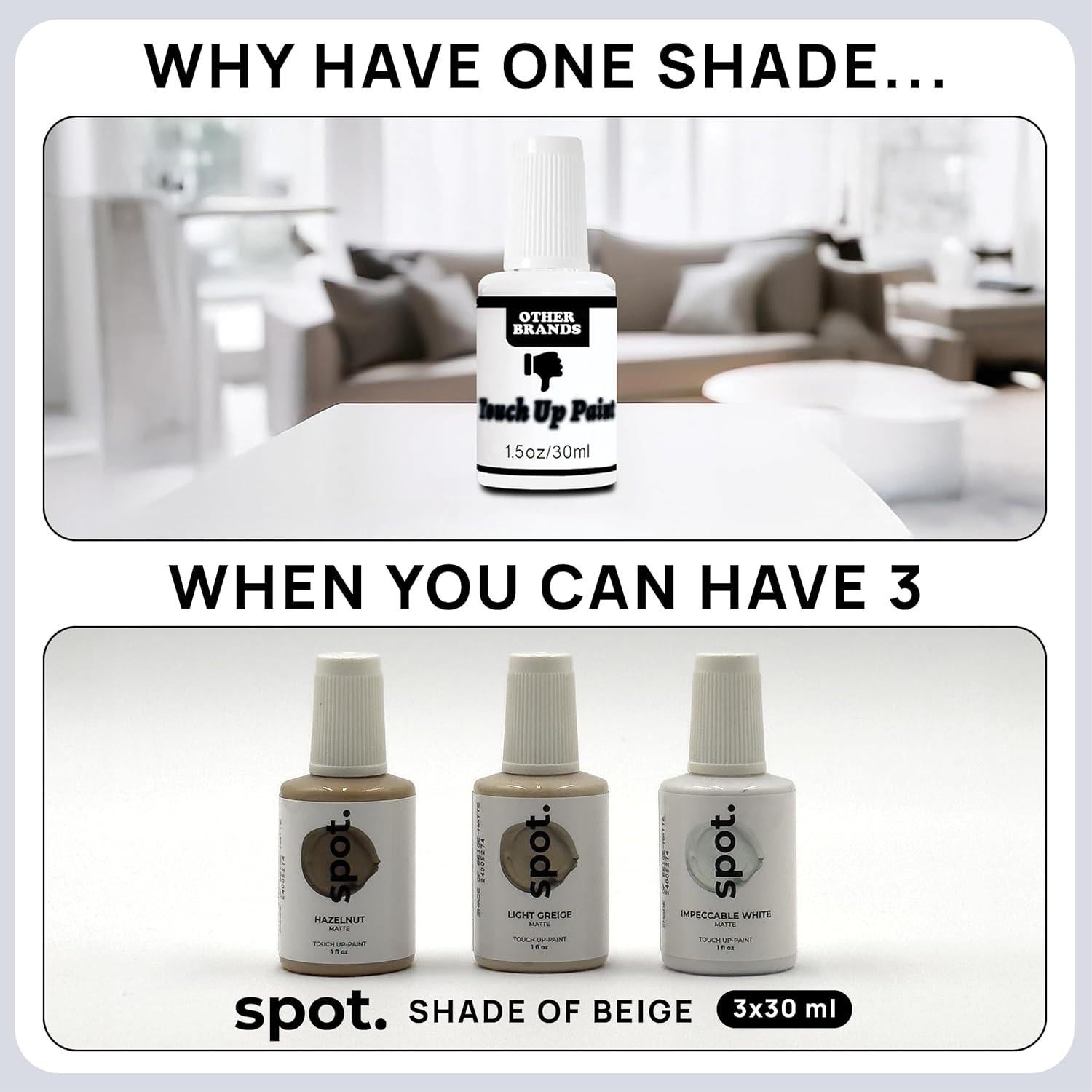 Pintura de Retoque Spot. Beige Mate, Secado Rápido, 3 Piezas