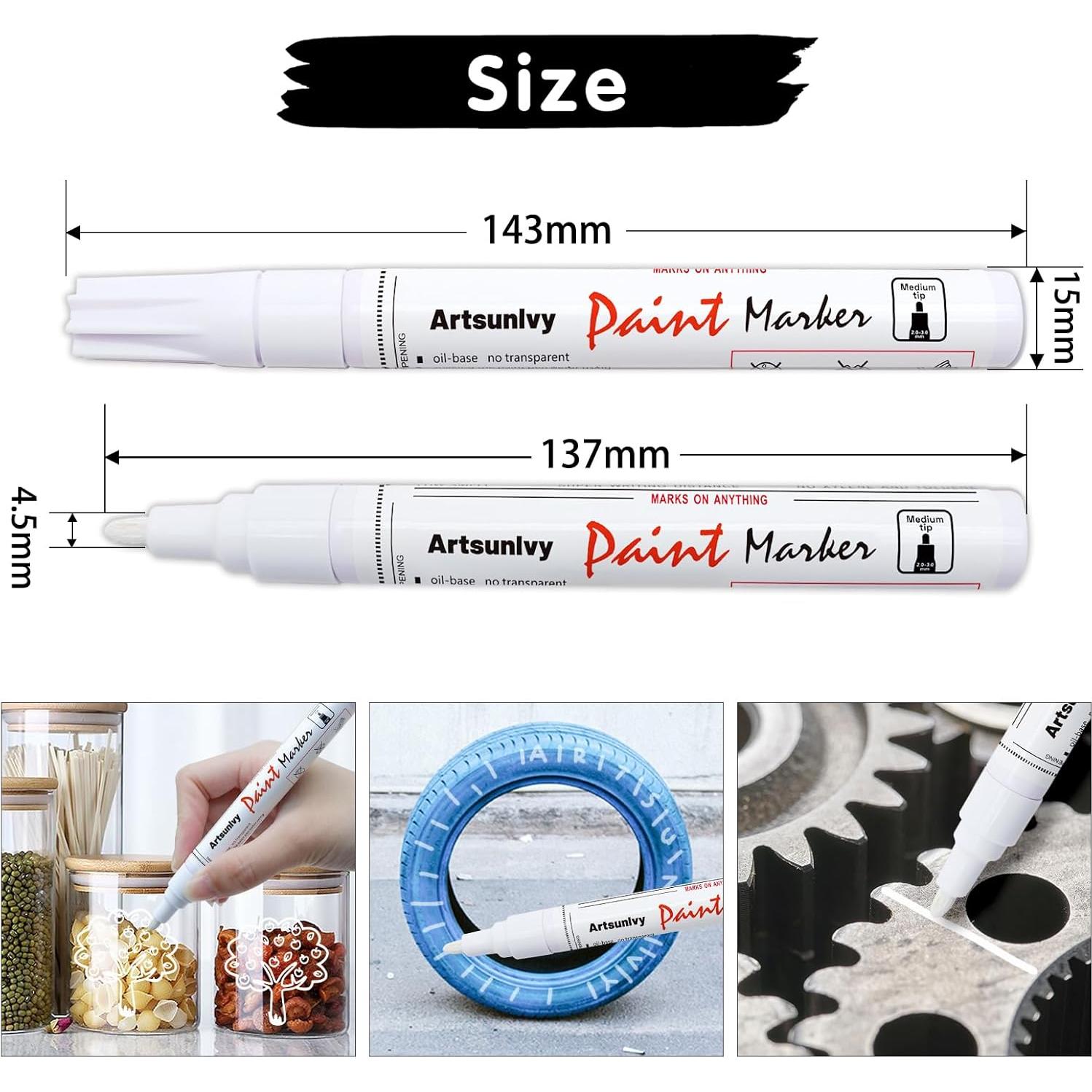 Marcadores Permanentes de Pintura Blanca Artsunlvy - 2 Piezas