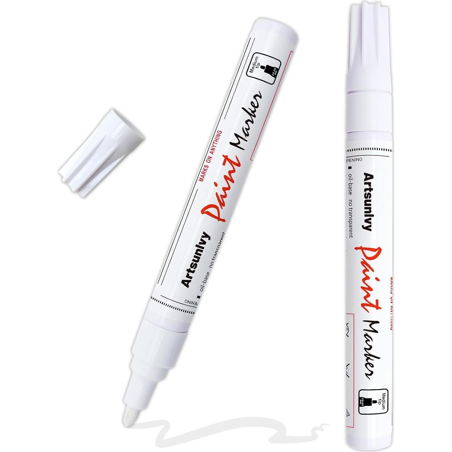 Marcadores Permanentes de Pintura Blanca Artsunlvy - 2 Piezas