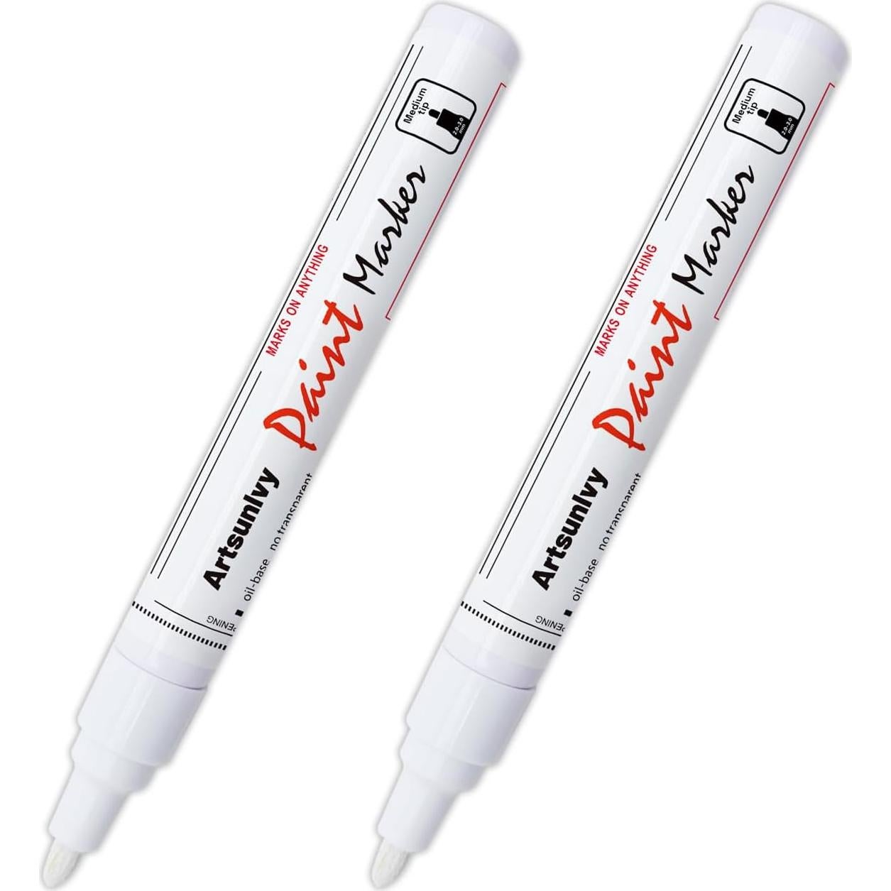 Marcadores Permanentes de Pintura Blanca Artsunlvy - 2 Piezas
