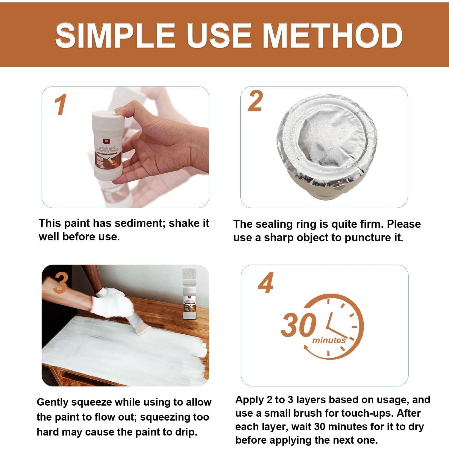 Pintura para Madera Anirun 180 ml Blanca con Pincel