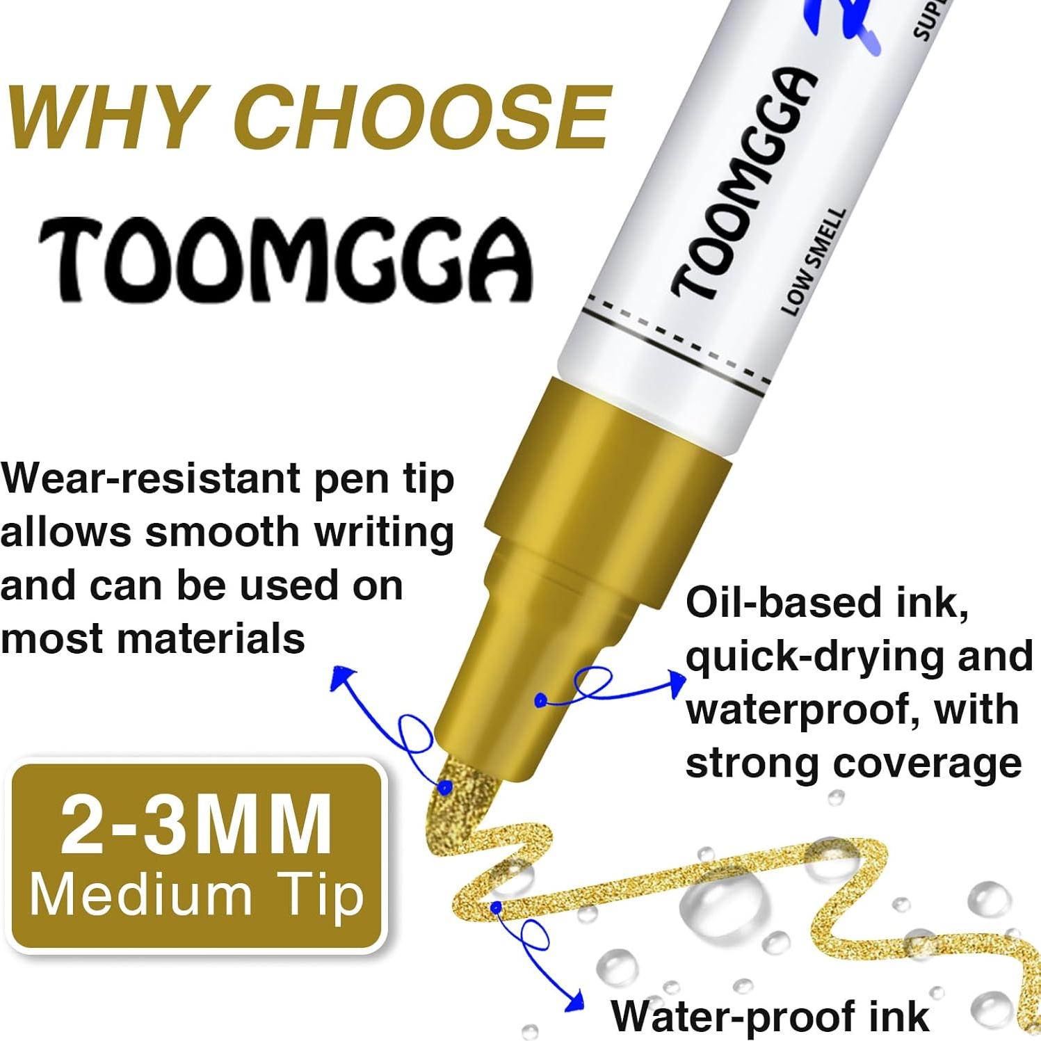 Marcadores de Pintura Blanca TOOMGGA - Paquete de 2, Secado Rápido
