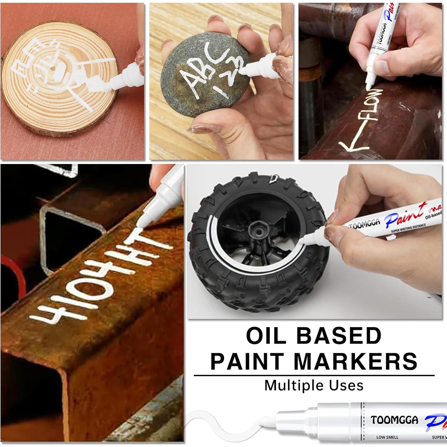 Marcadores de Pintura Blanca TOOMGGA - Paquete de 2, Secado Rápido