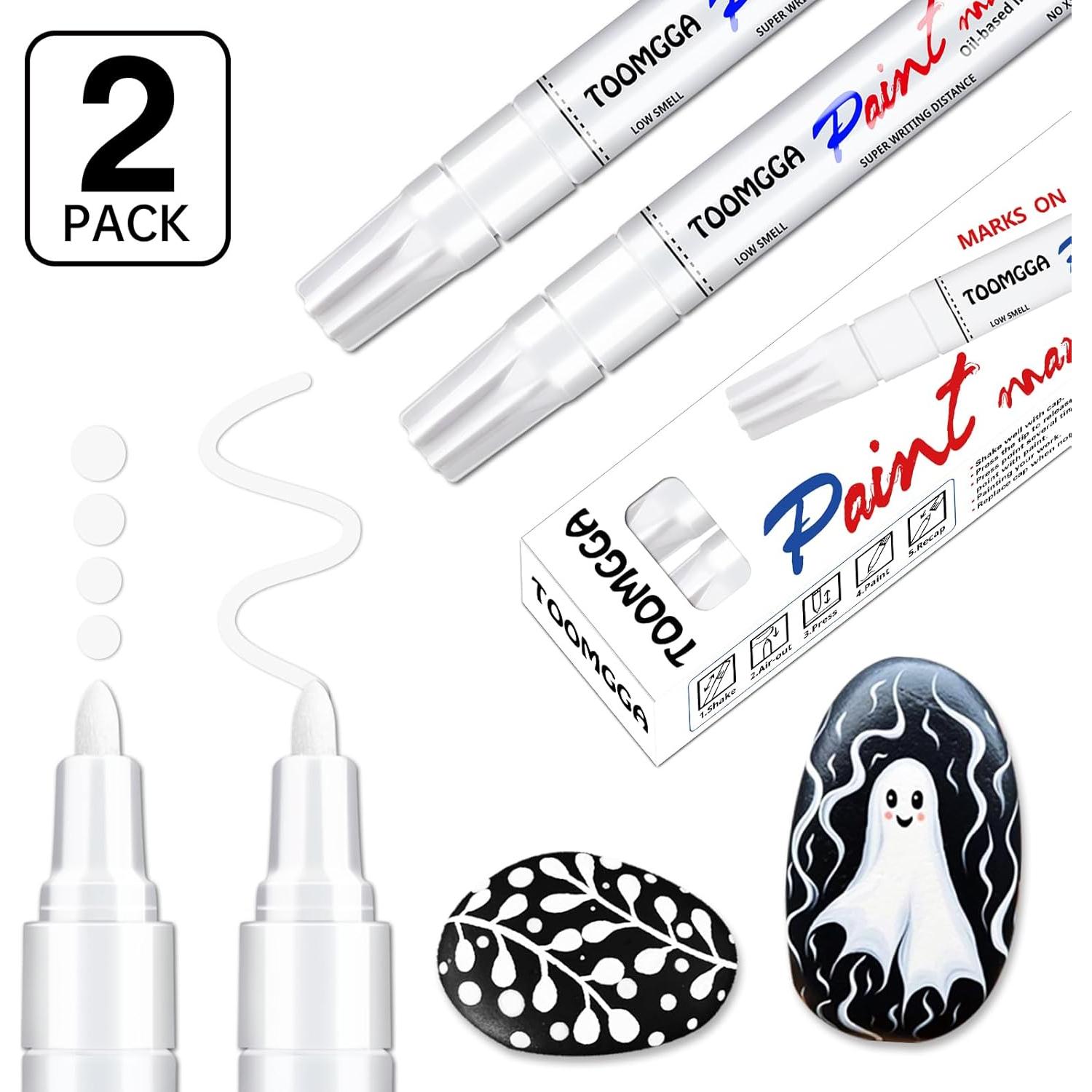 Marcadores de Pintura Blanca TOOMGGA - Paquete de 2, Secado Rápido