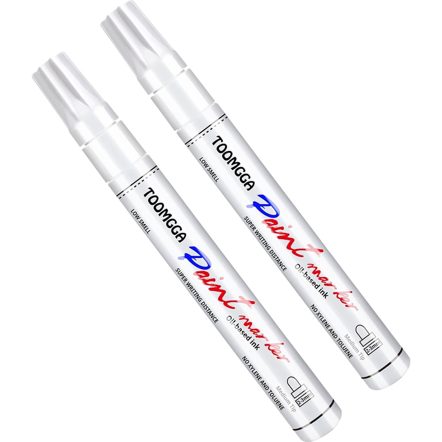 Marcadores de Pintura Blanca TOOMGGA - Paquete de 2, Secado Rápido