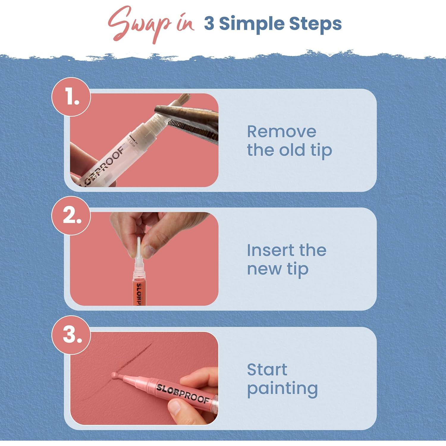 Puntas de cepillo de repuesto Slobproof para bolígrafos de pintura - Paquete de 5