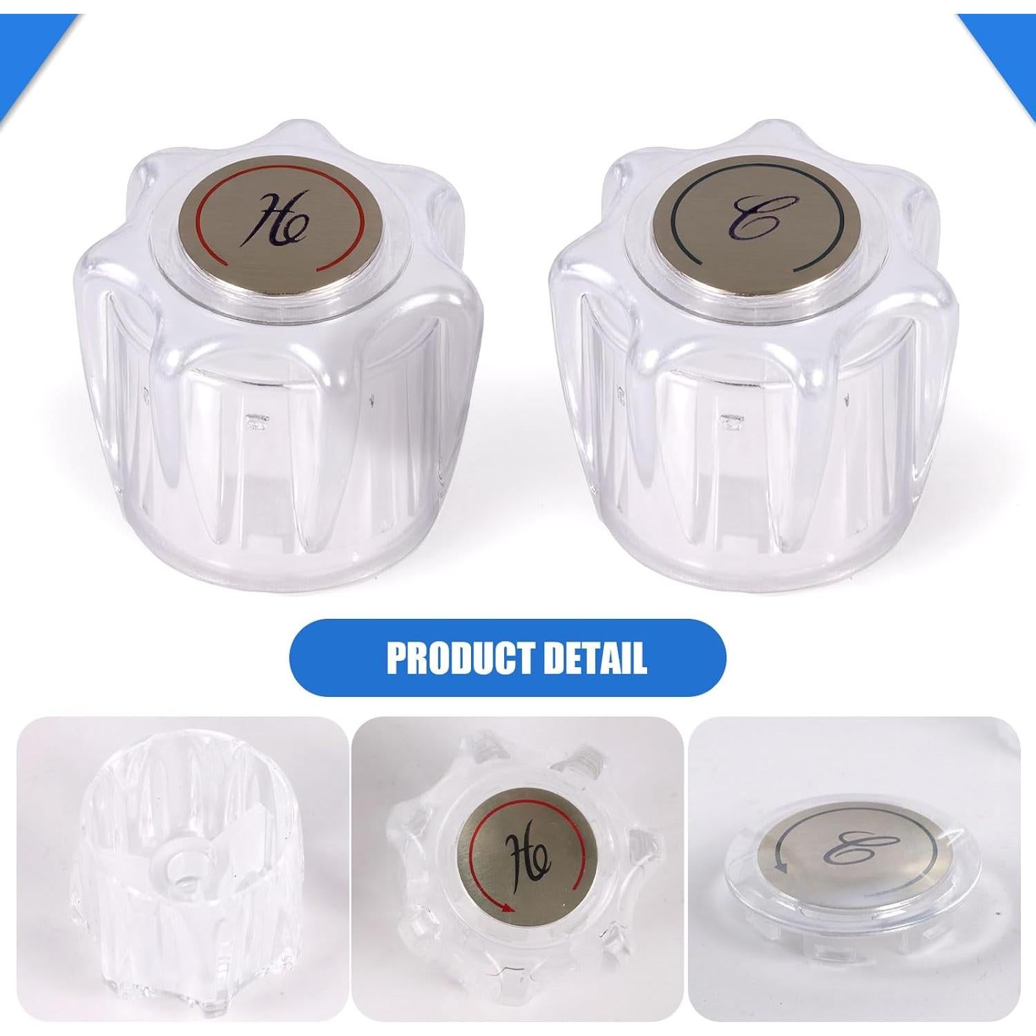 Perillas de Ducha de Acrílico Transparente Ryutain 2 Piezas