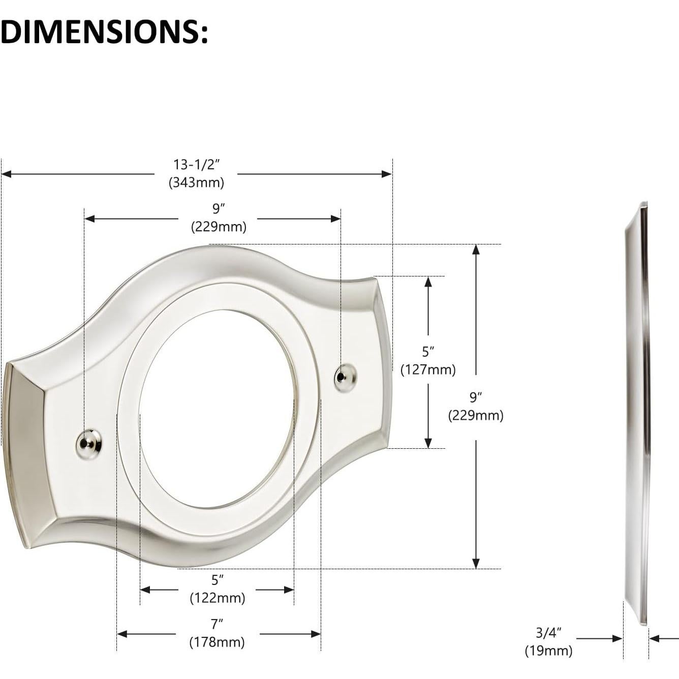 Placa de Cubierta de Ducha Tearel Níquel Cepillado 35.56x25.4cm