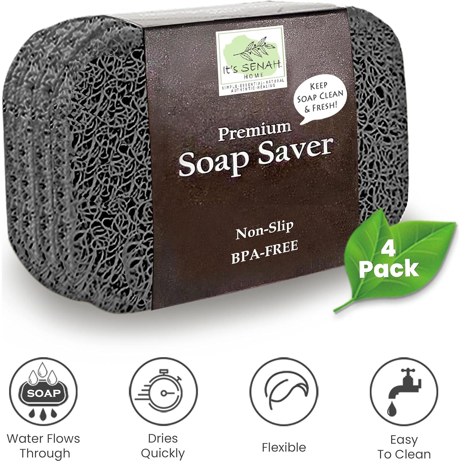 Soporte de Jabón Ecológico Es Senah 4 Pack - Antideslizante y Reutilizable