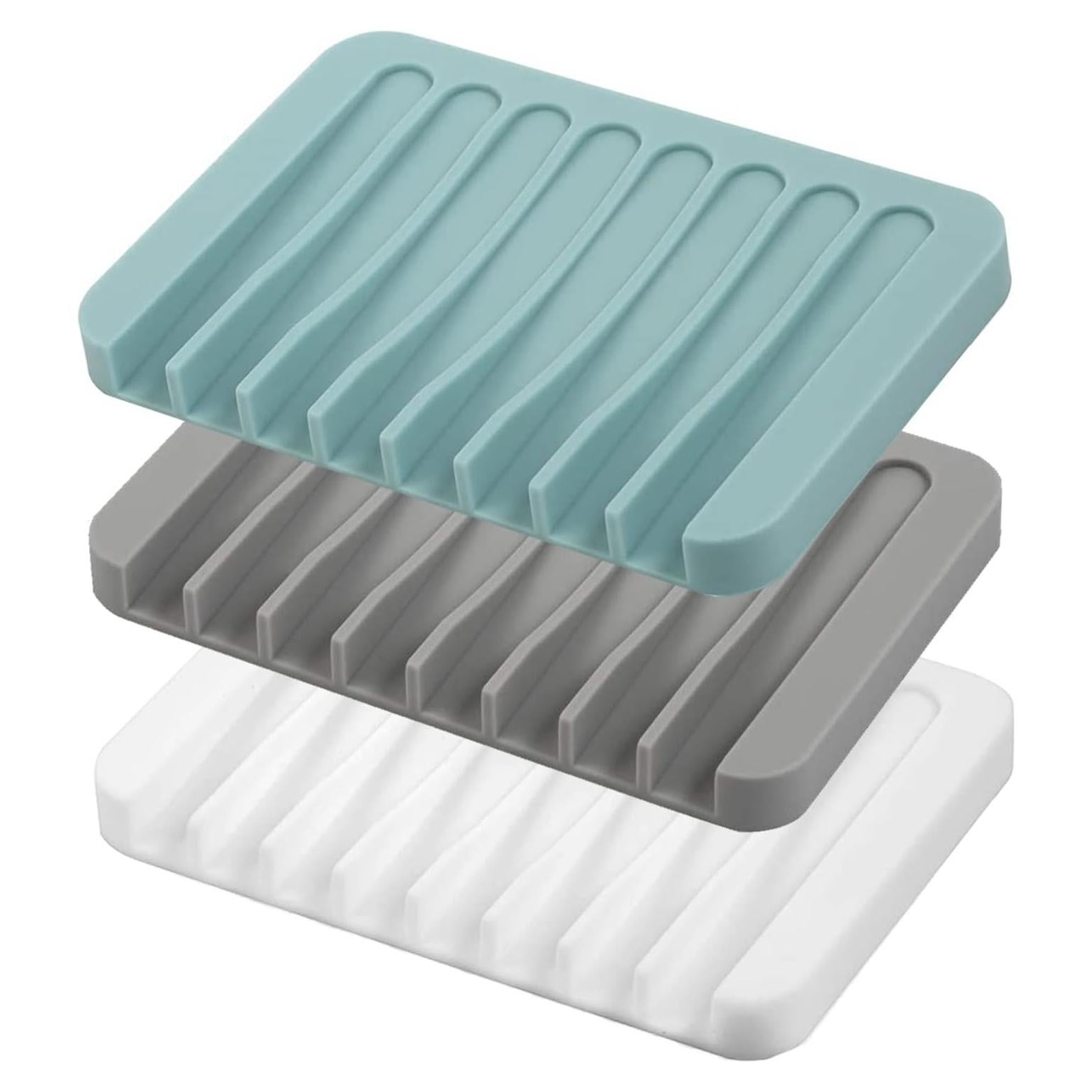 Platos de Jabón Autodrenantes Silicona MODENGKONGJIAN 3 Piezas