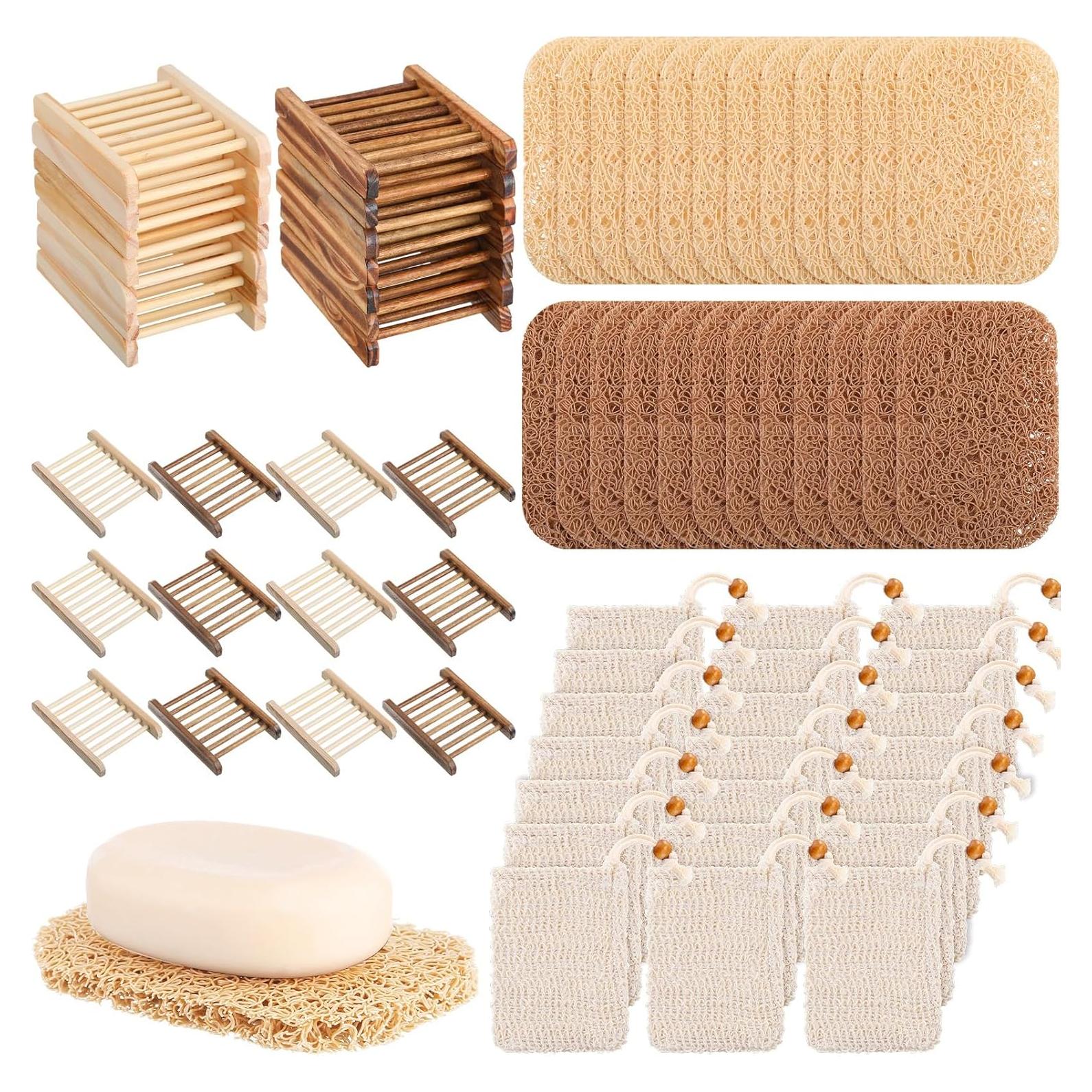 Juego de 90 Piezas Ahorra Jabón Irenare con Soporte de Madera