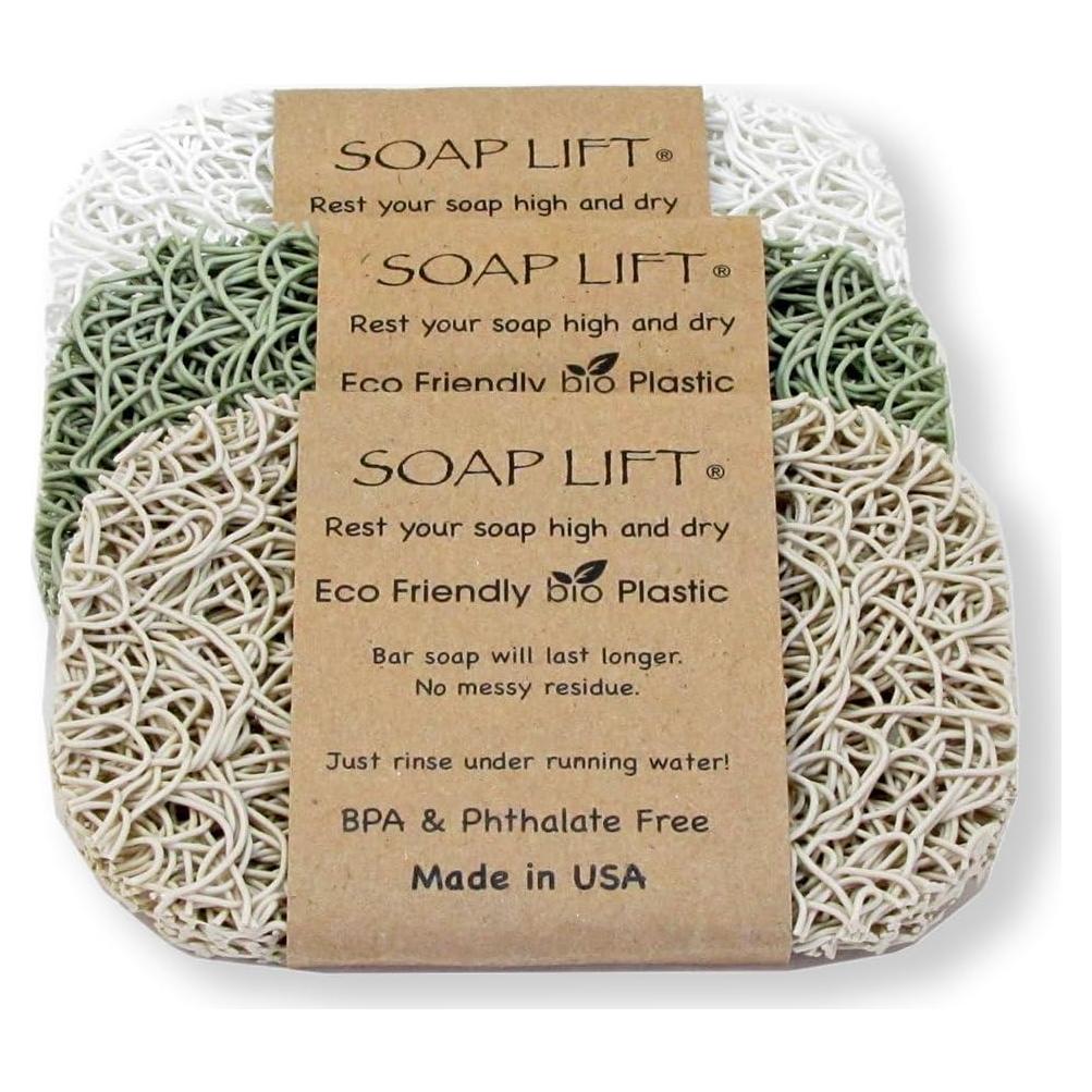 Juego de 3 Soportes para Jabón Soap Lift - Salvia, Blanco, Hueso