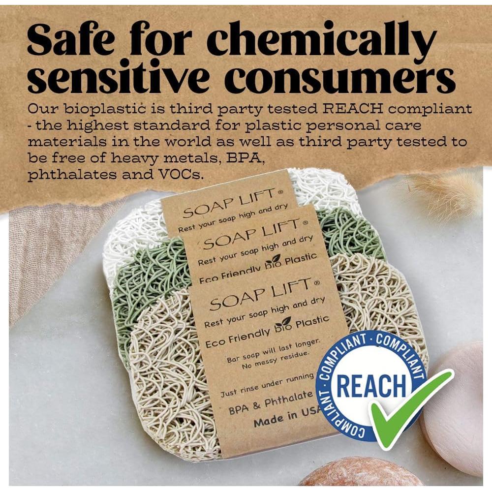 Juego de 3 Soportes para Jabón Soap Lift - Salvia, Blanco, Hueso