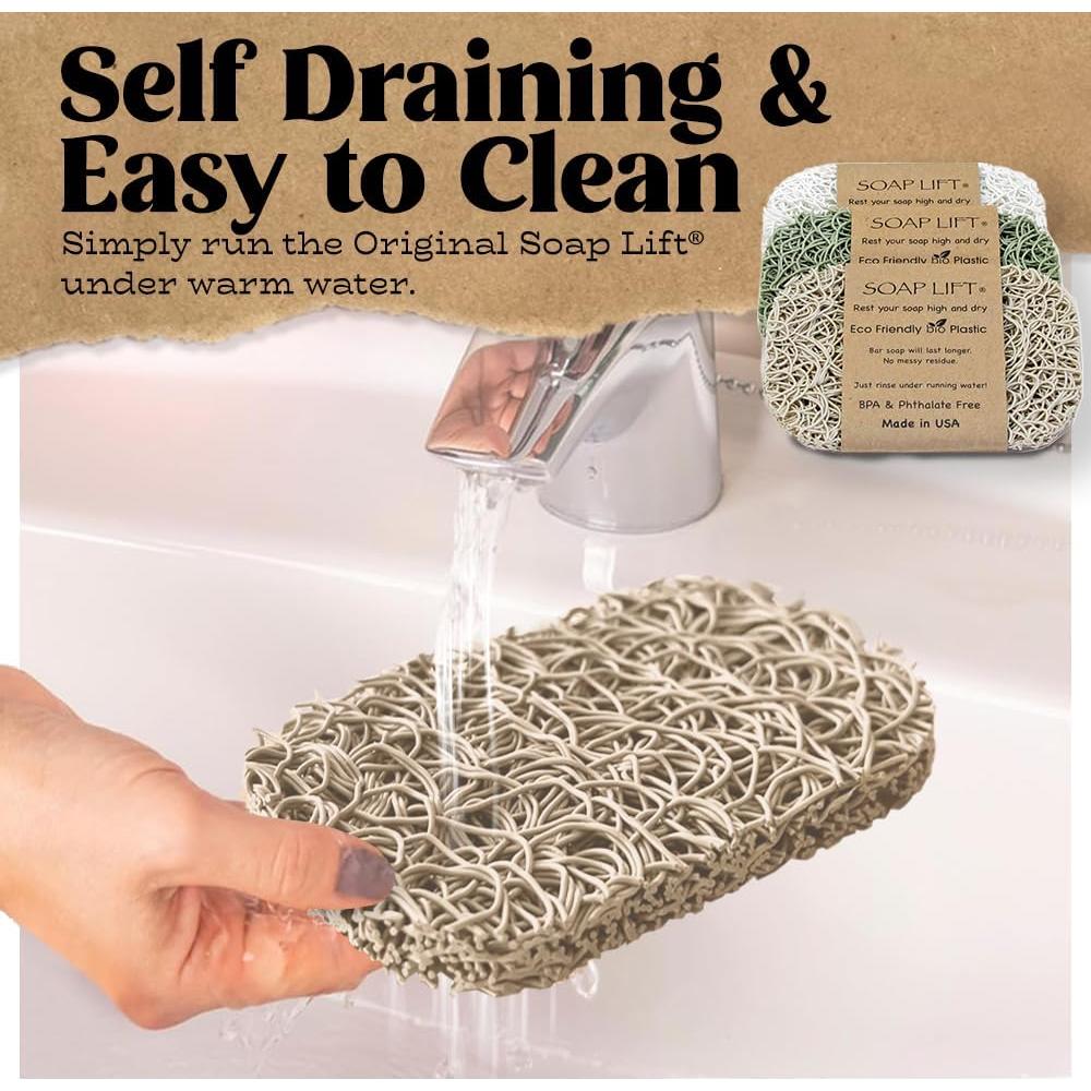 Juego de 3 Soportes para Jabón Soap Lift - Salvia, Blanco, Hueso