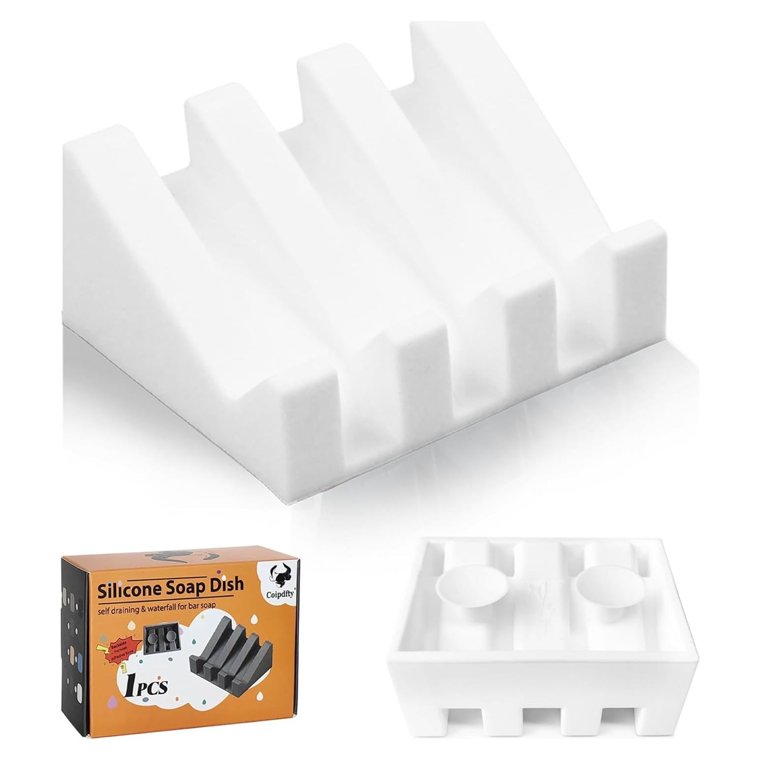 Plato de Jabón de Silicona Coipdfty con Drenaje 11x6.5cm Blanco