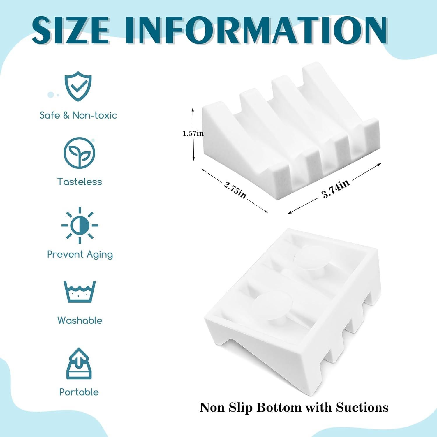 Plato de Jabón de Silicona Coipdfty con Drenaje 11x6.5cm Blanco