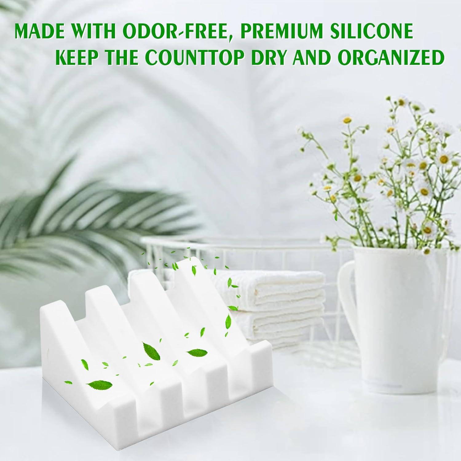 Plato de Jabón de Silicona Coipdfty con Drenaje 11x6.5cm Blanco