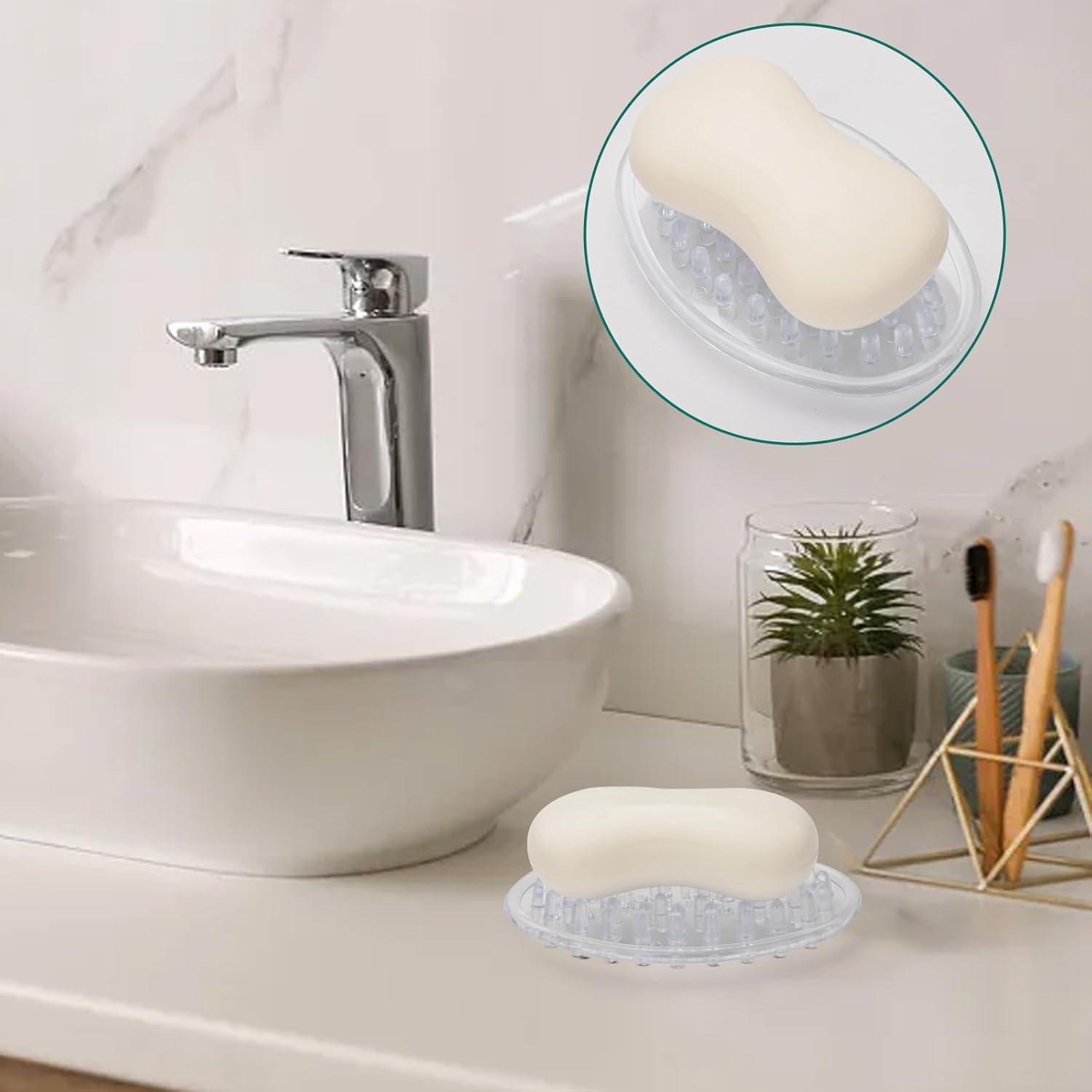 Plato de Jabón de Plástico Claro Sankoly - 2 Piezas, Drenante