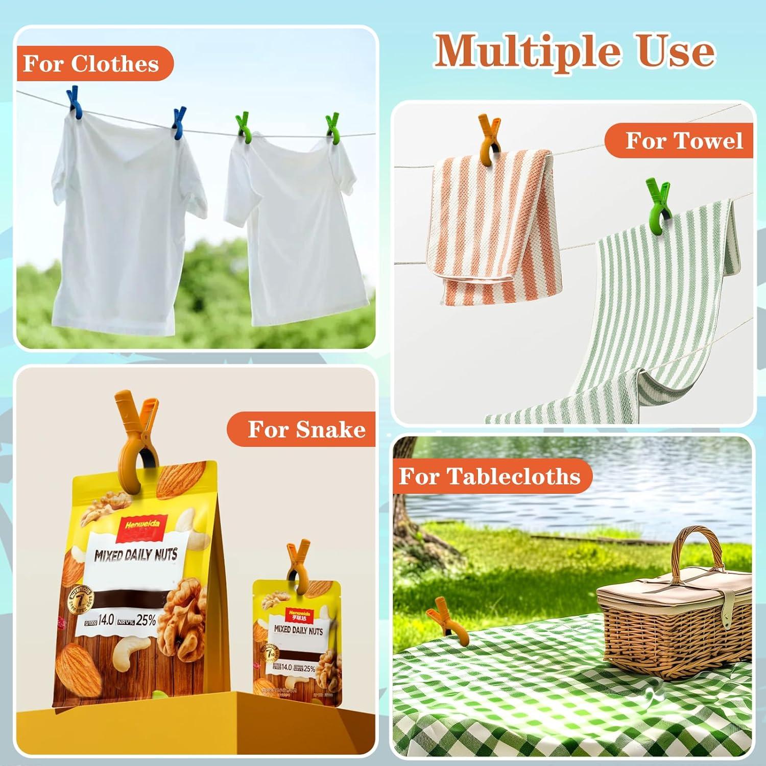 8 Clips Grandes para Toallas de Playa YILU, Antideslizantes, 4 Colores