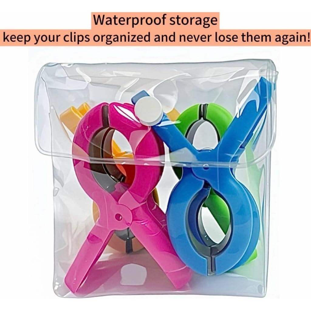 8 Clips Grandes para Toallas de Playa YILU, Antideslizantes, 4 Colores