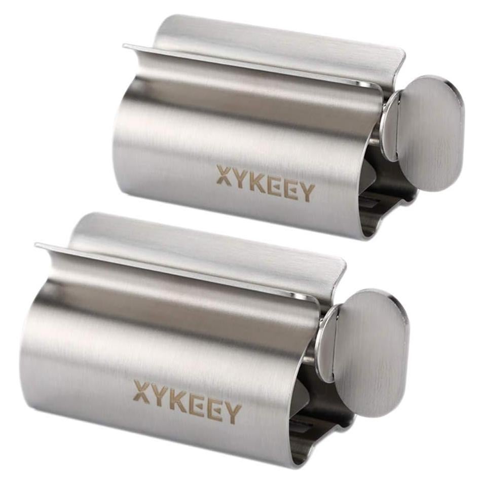 XYKEEY Juego de 2 Rodillos Exprimidores de Pasta de Dientes Acero Inoxidable