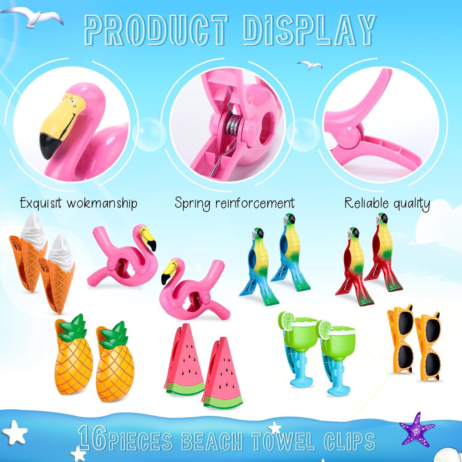 16 Clips para Toallas de Playa Rtteri - Diseño Variado