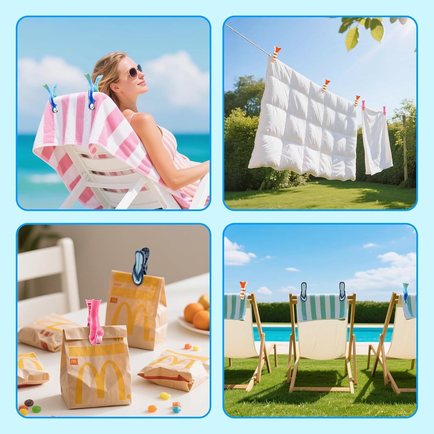 Paquete de 8 Clips para Toallas de Playa SUOEE - Diseño Colorido