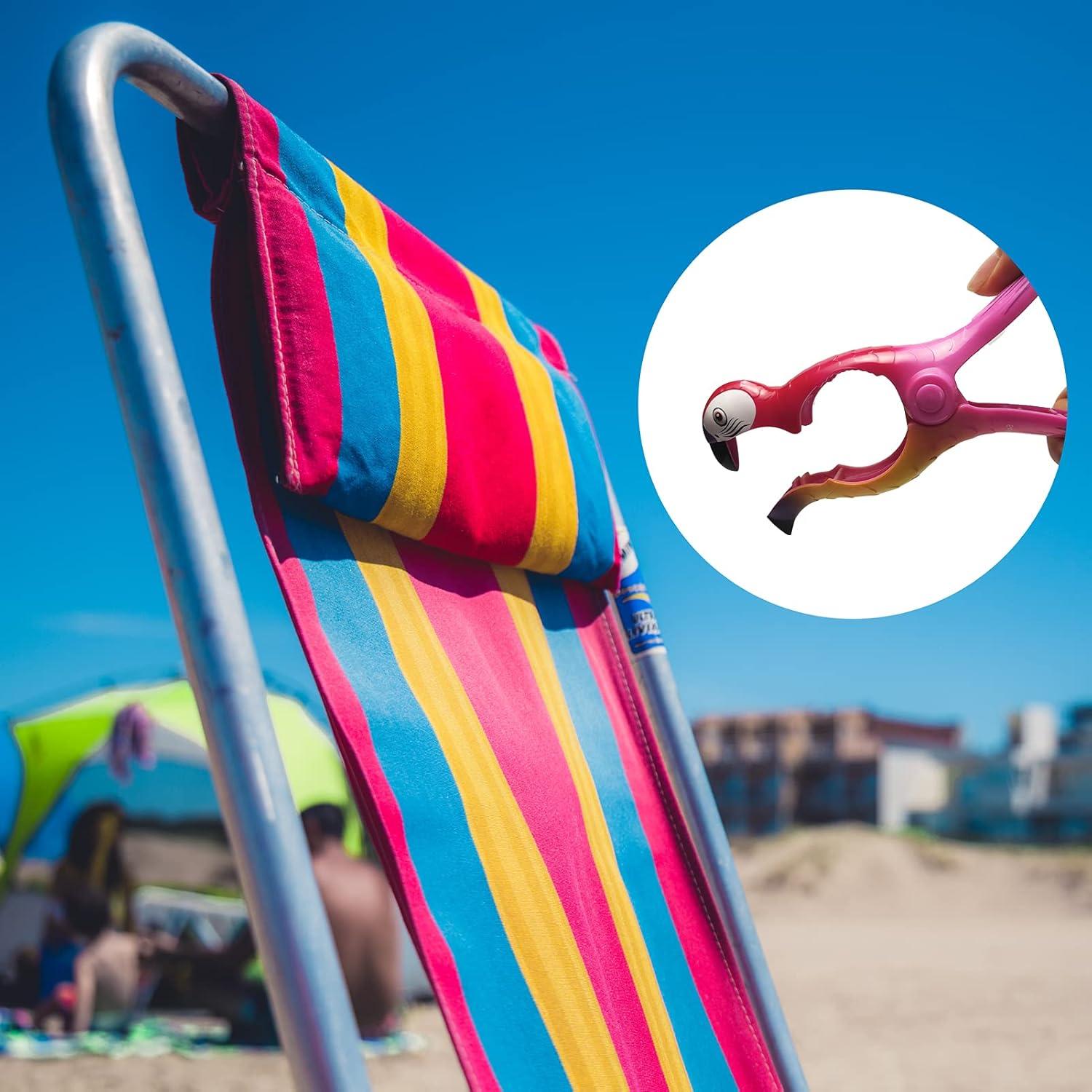 6 Clips para Toallas de Playa Chuniff - Loro, Chanclas, Flamenco