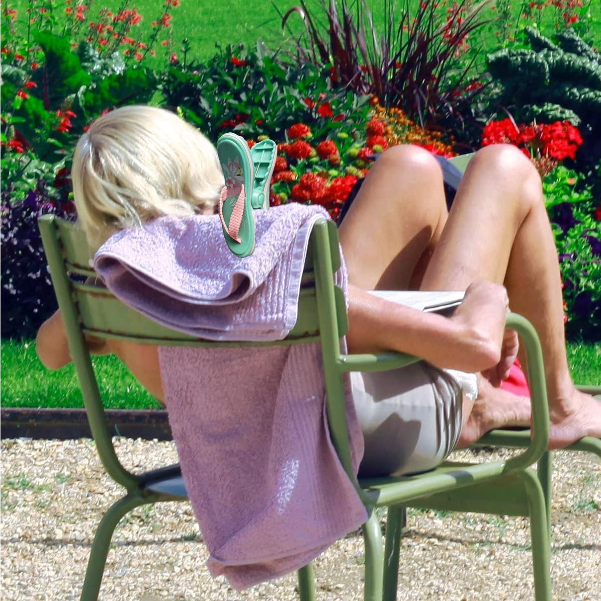 6 Clips para Toallas de Playa Chuniff - Loro, Chanclas, Flamenco