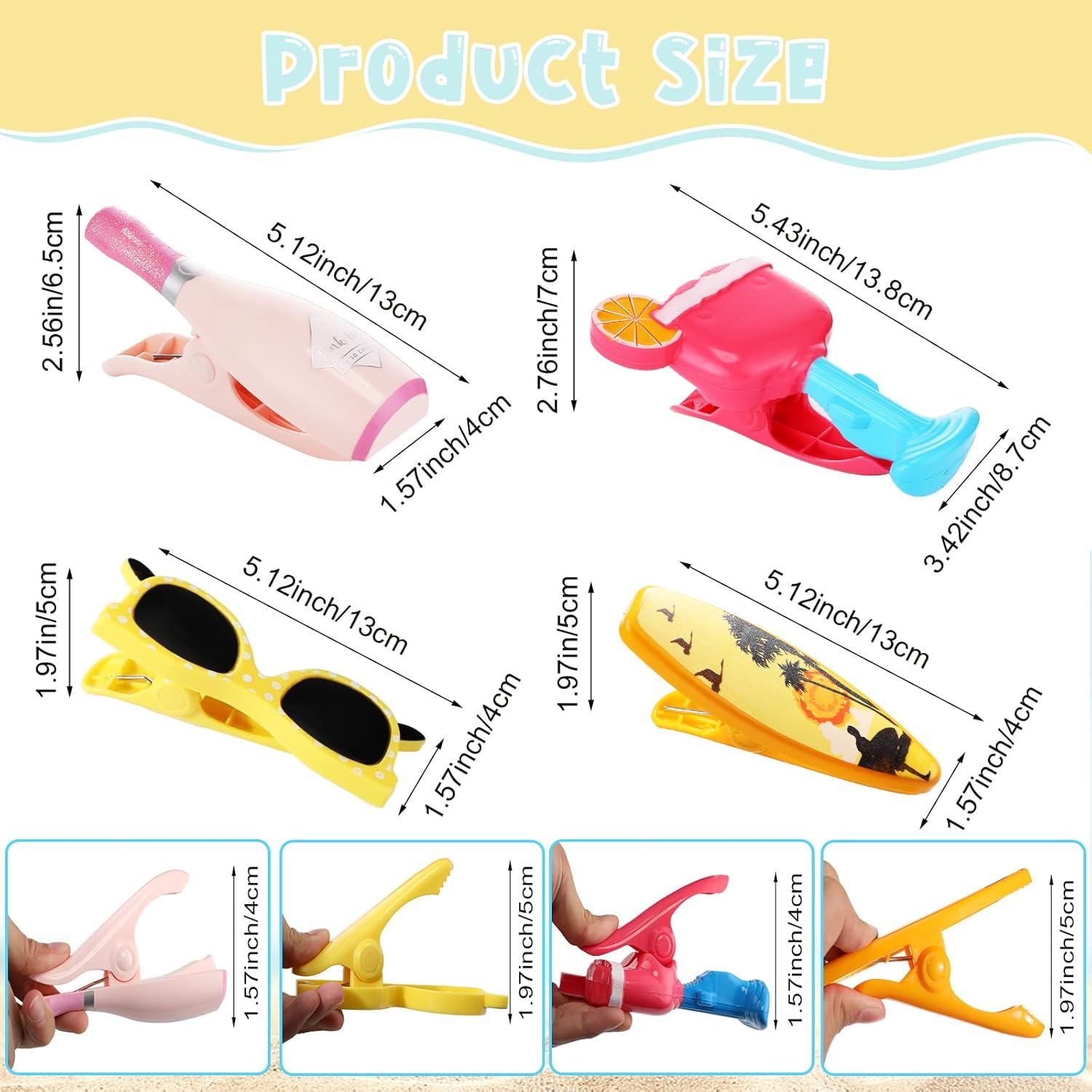 Clips para Toallas de Playa Honoson - 16 Piezas, 8 Estilos