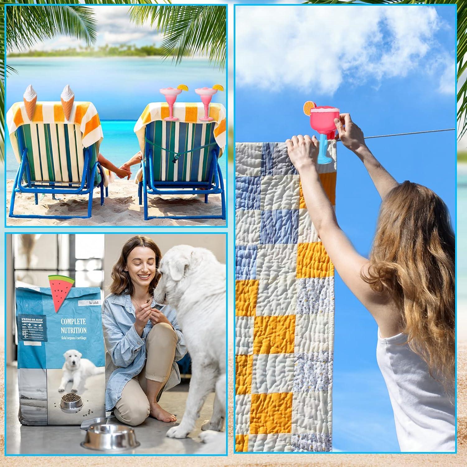 Clips para Toallas de Playa Honoson - 16 Piezas, 8 Estilos