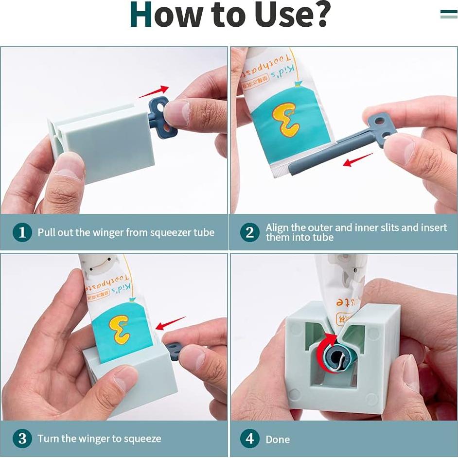 Exprimidor de Pasta de Dientes Y-Kelin 3 Piezas Rosa Blanco Azul