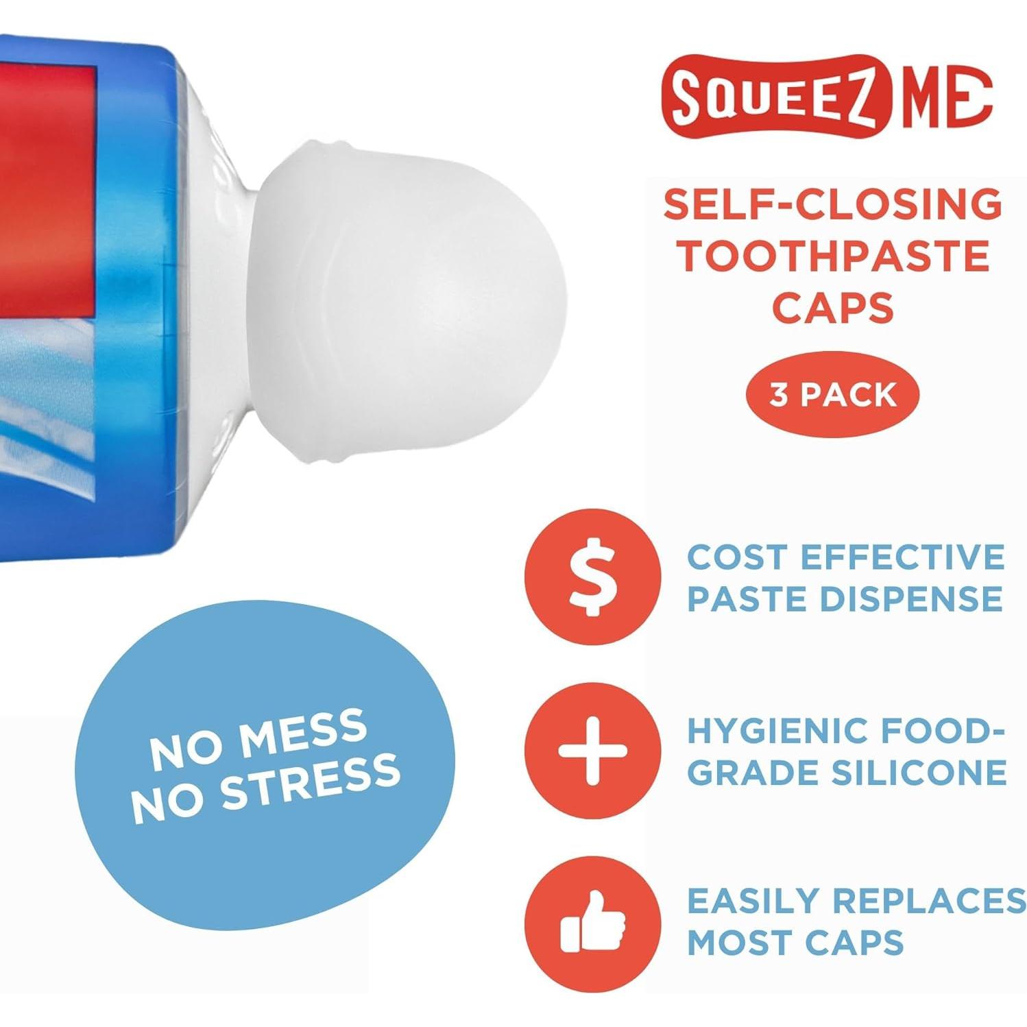 Tapa SqueezMe de Silicona Transparente para Pasta de Dientes - Paquete de 3