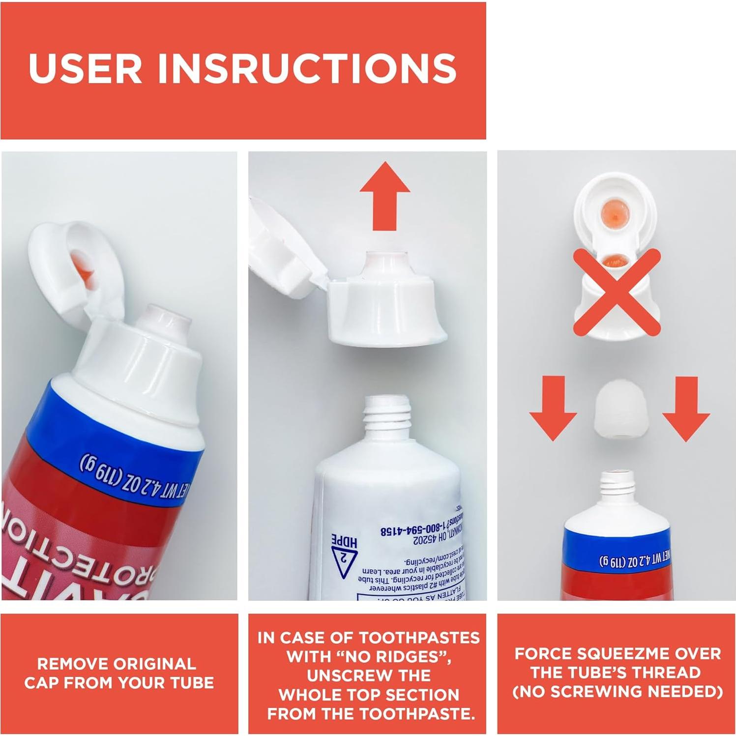 Tapa SqueezMe de Silicona Transparente para Pasta de Dientes - Paquete de 3
