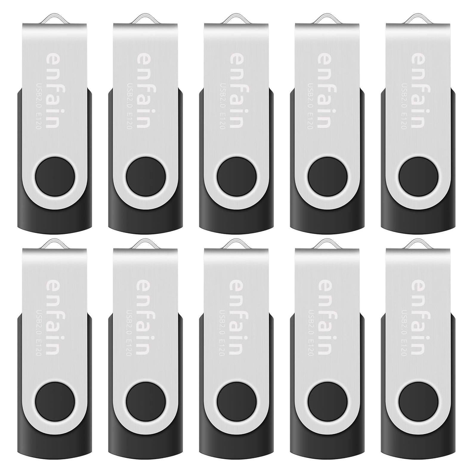 Enfain USB 2.0 Flash Drive 10 Unidades 1GB Negro