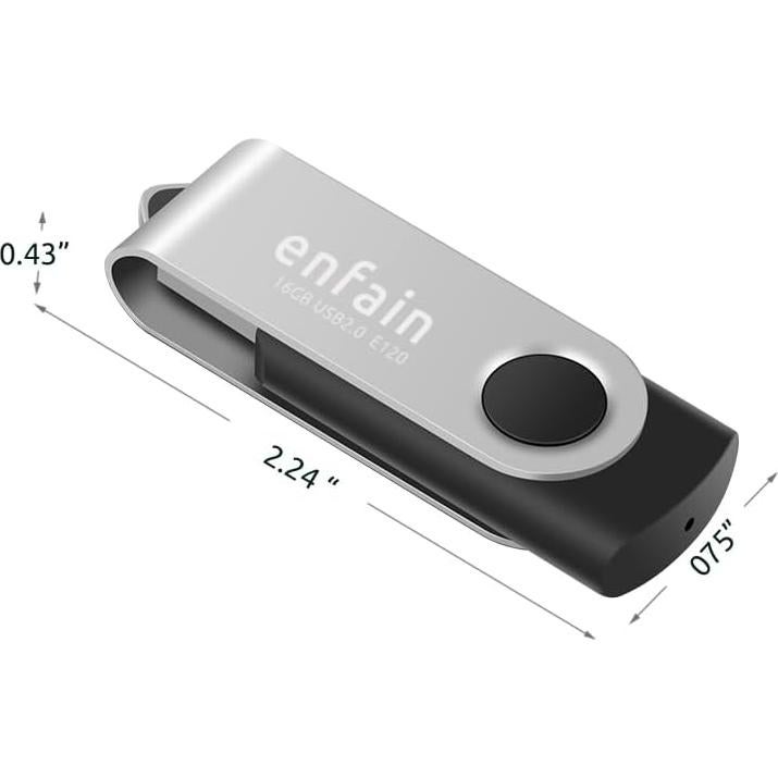 Enfain USB 2.0 Flash Drive 10 Unidades 1GB Negro