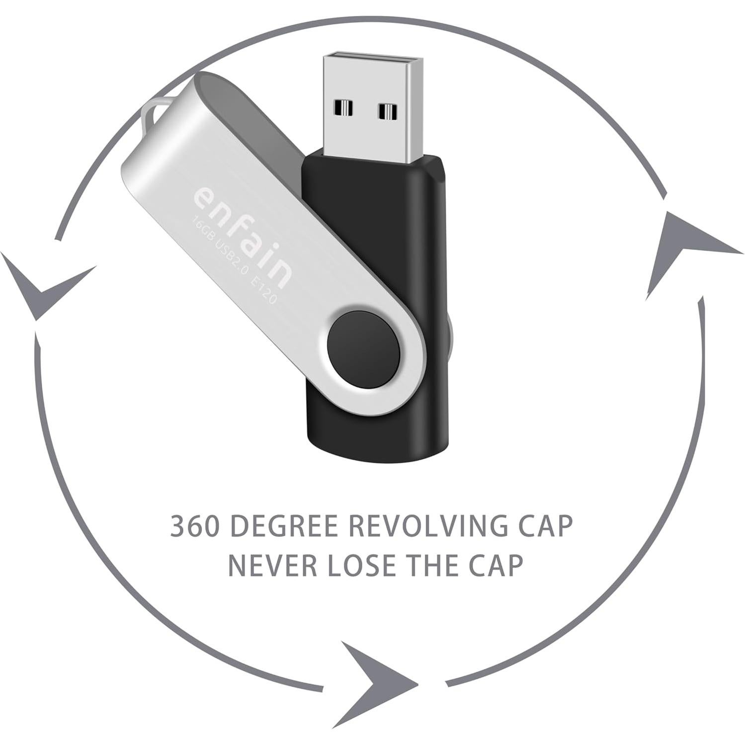 Enfain USB 2.0 Flash Drive 10 Unidades 1GB Negro