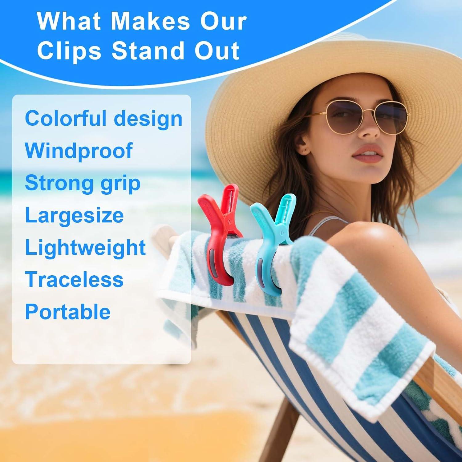 Pinzas para Toallas de Playa KEYBOO - Set de 8 Colores Brillantes