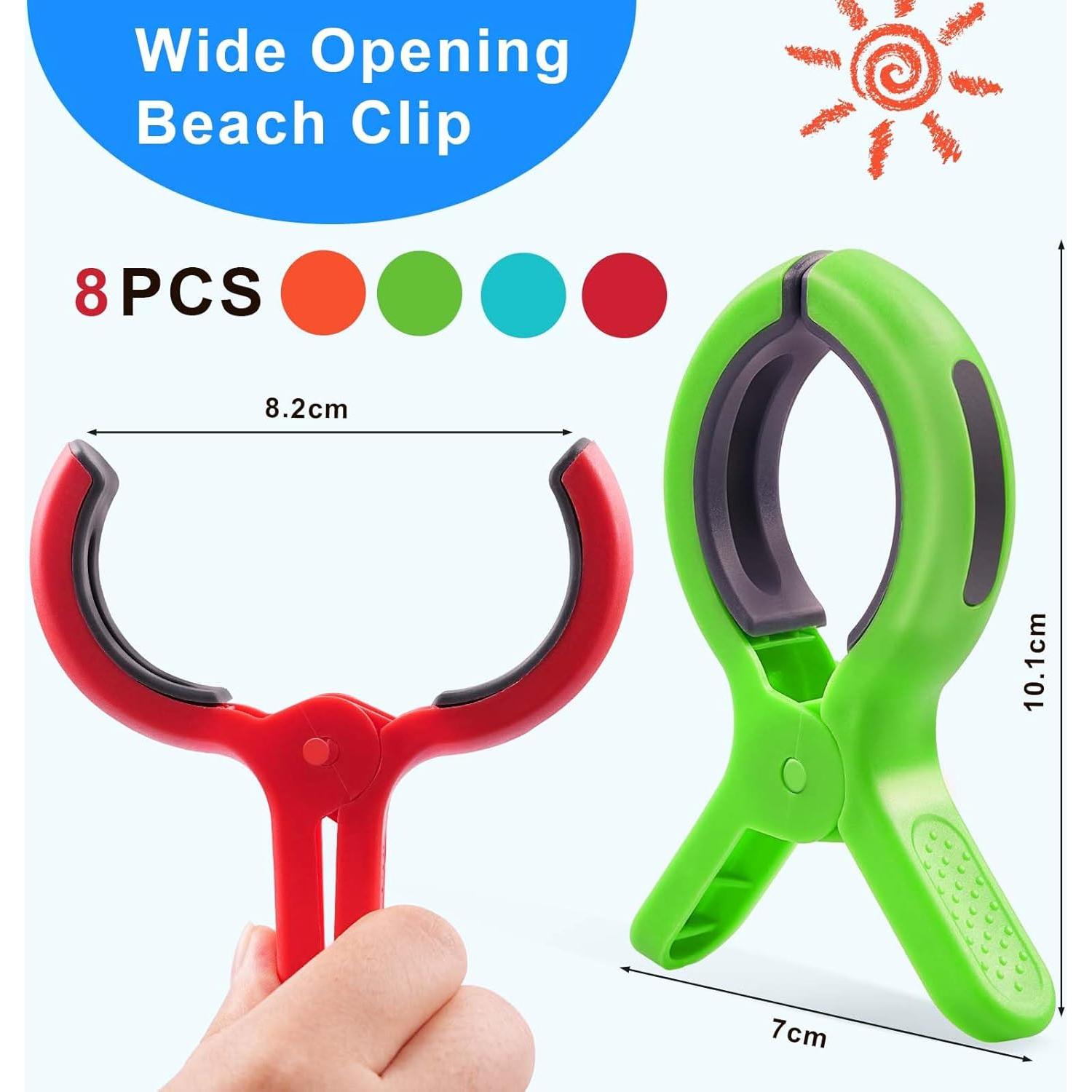 Pinzas para Toallas de Playa KEYBOO - Set de 8 Colores Brillantes