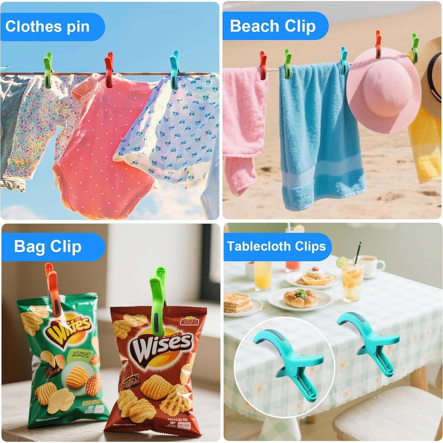 Pinzas para Toallas de Playa KEYBOO - Set de 8 Colores Brillantes