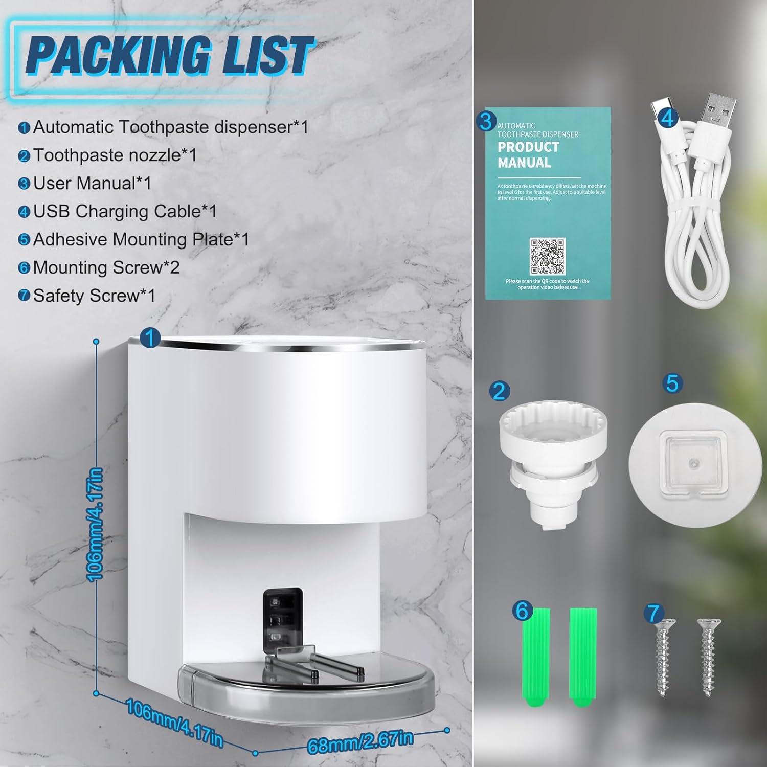 Dispensador Automático de Pasta de Dientes Monstake Blanco 6 Niveles