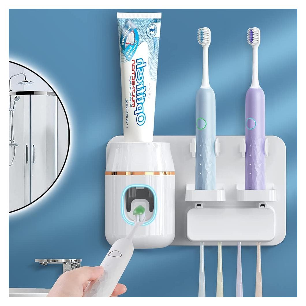 Dispensador Automático de Pasta Dental TuCao Blanco con Soporte