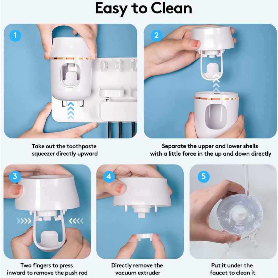 Dispensador Automático de Pasta Dental TuCao Blanco con Soporte