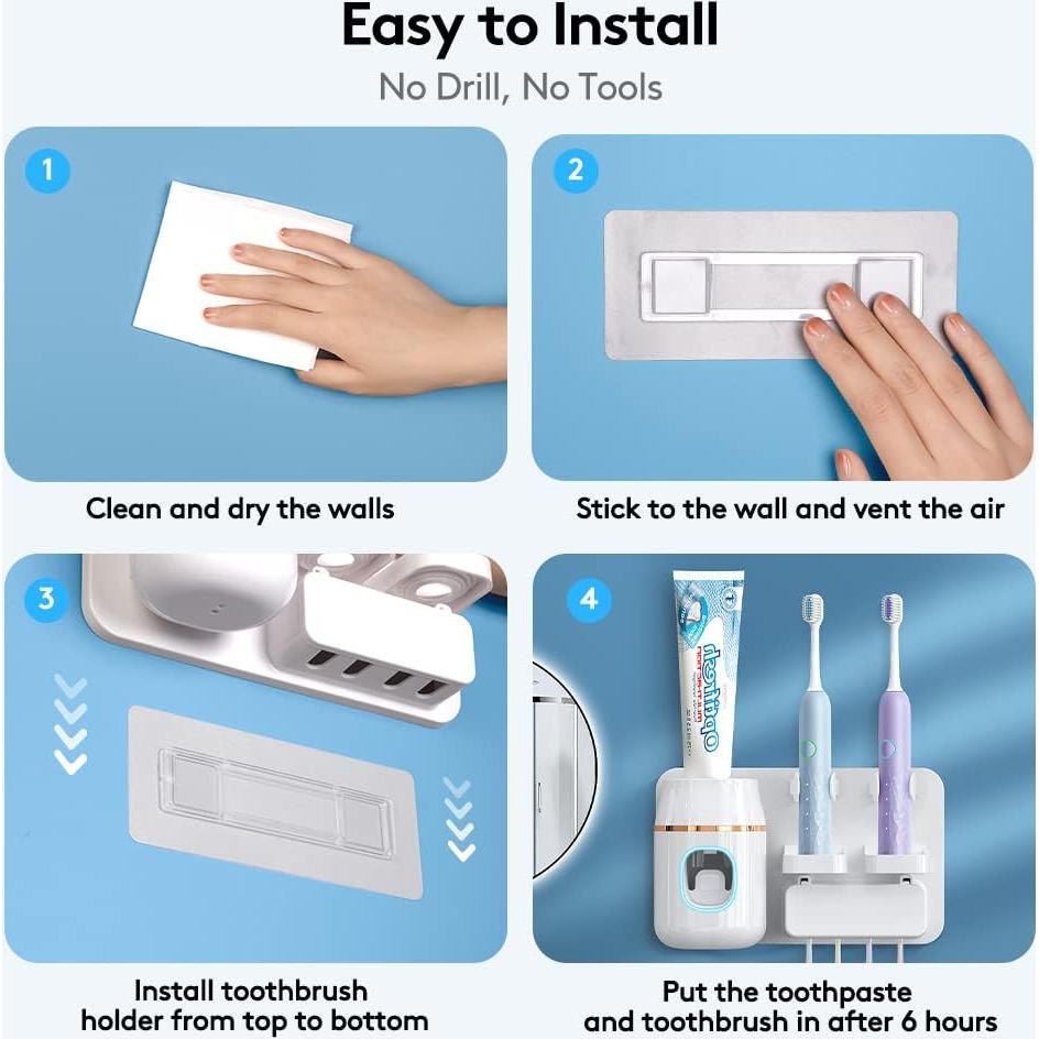 Dispensador Automático de Pasta Dental TuCao Blanco con Soporte