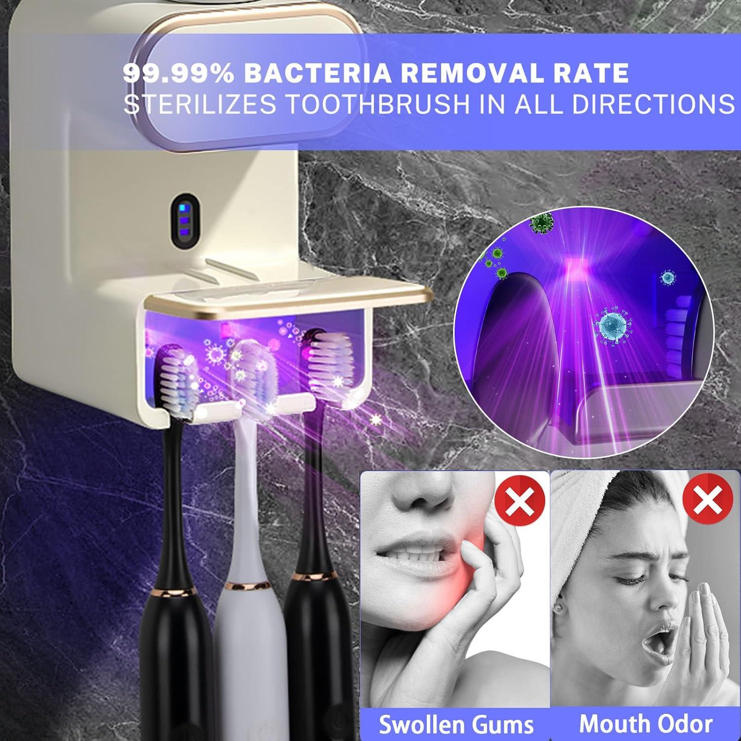 Dispensador de Pasta de Dientes Automático Wekity Beige 3 Ranuras